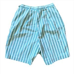 Vintage 60s High Waisted Shorts Pinup Blue Striped Cotton Extra Small